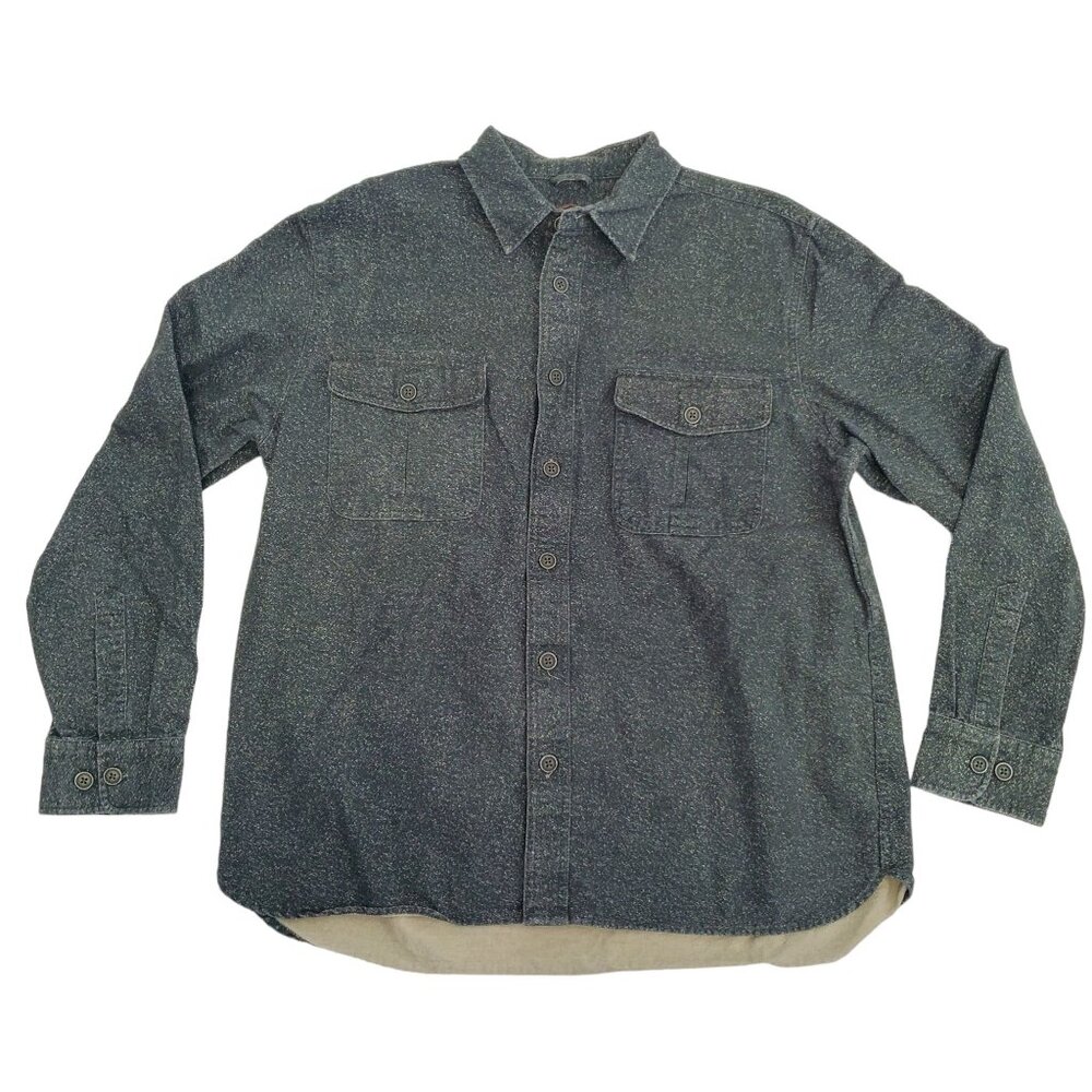Freedom Foundry Mens Cotton Button-Up Pocket Green Shirt Large